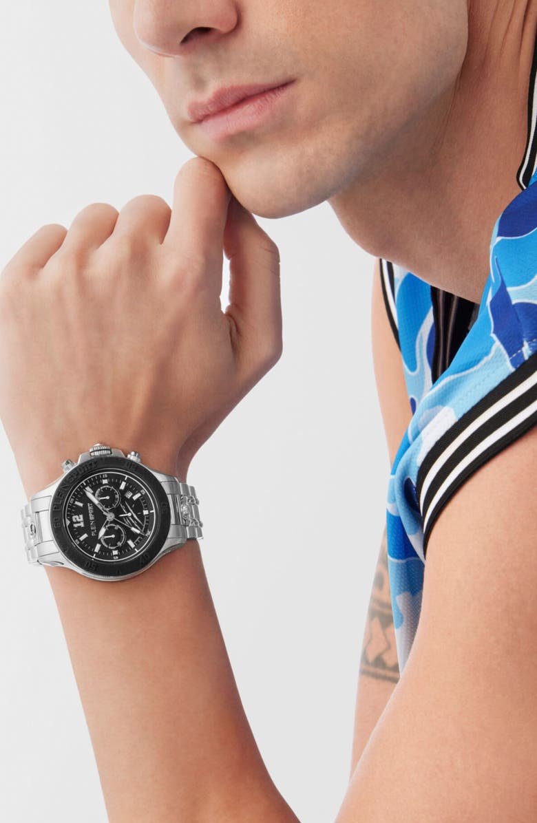 PLEIN SPORT Warrior Tech Quartz Bracelet Watch, 47.5mm, Alternate, color, Stainless Steel