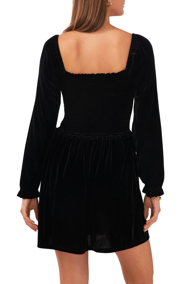 1.STATE Smocked Bodice Long Sleeve Velvet Dress, Alternate, color, 