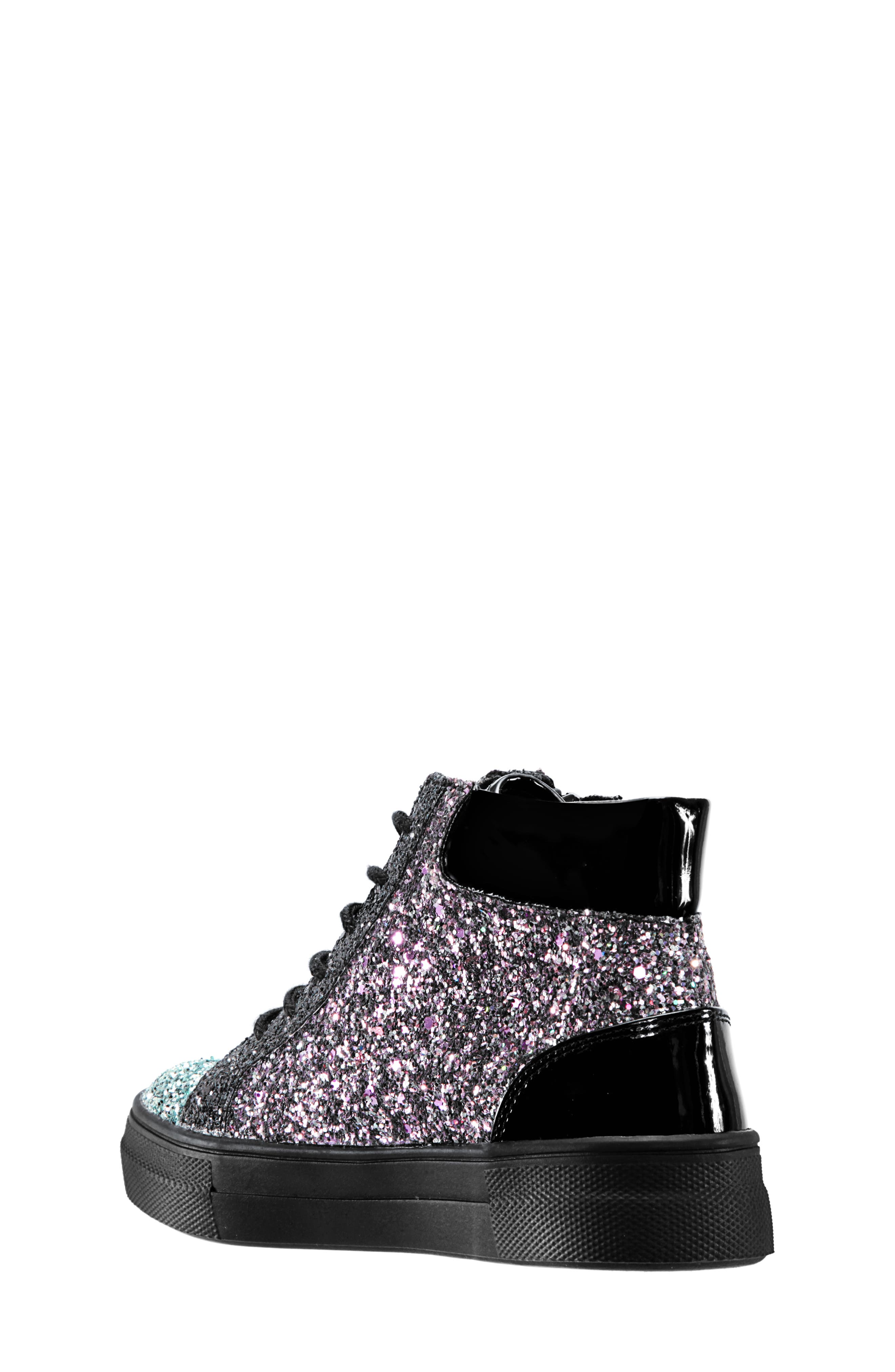 Hylda Glitter High Top Sneaker, Alternate, color, BLACK MULTI GLITTER/ PATENT