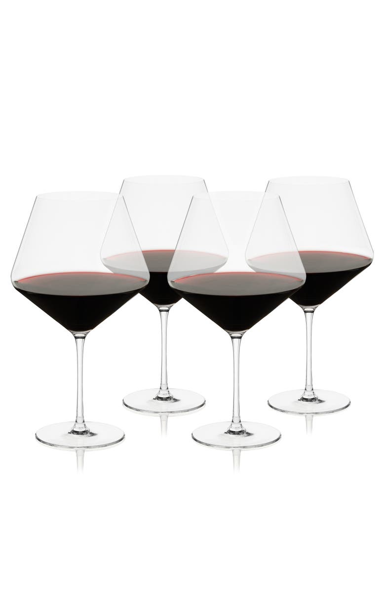 Viski Reserve Liminal Burgundy Wine Glasses Set of 4, Main, color, Clear