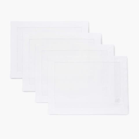 Linen Placemats - Classic Hemstitch, 14" x 19" Inch