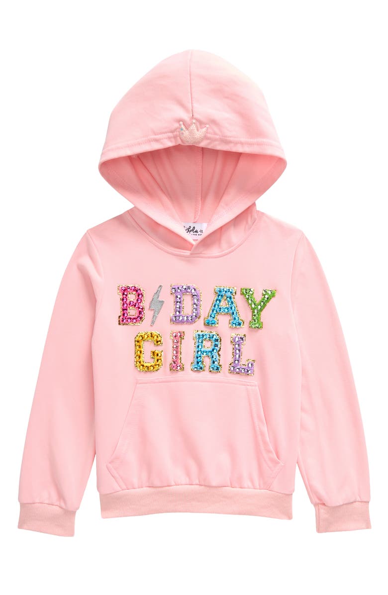 Lola + The Boys Kids' Birthday Girl Hoodie, Main, color, 