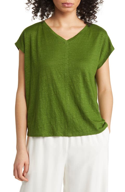 V-Neck Organic Linen T-Shirt