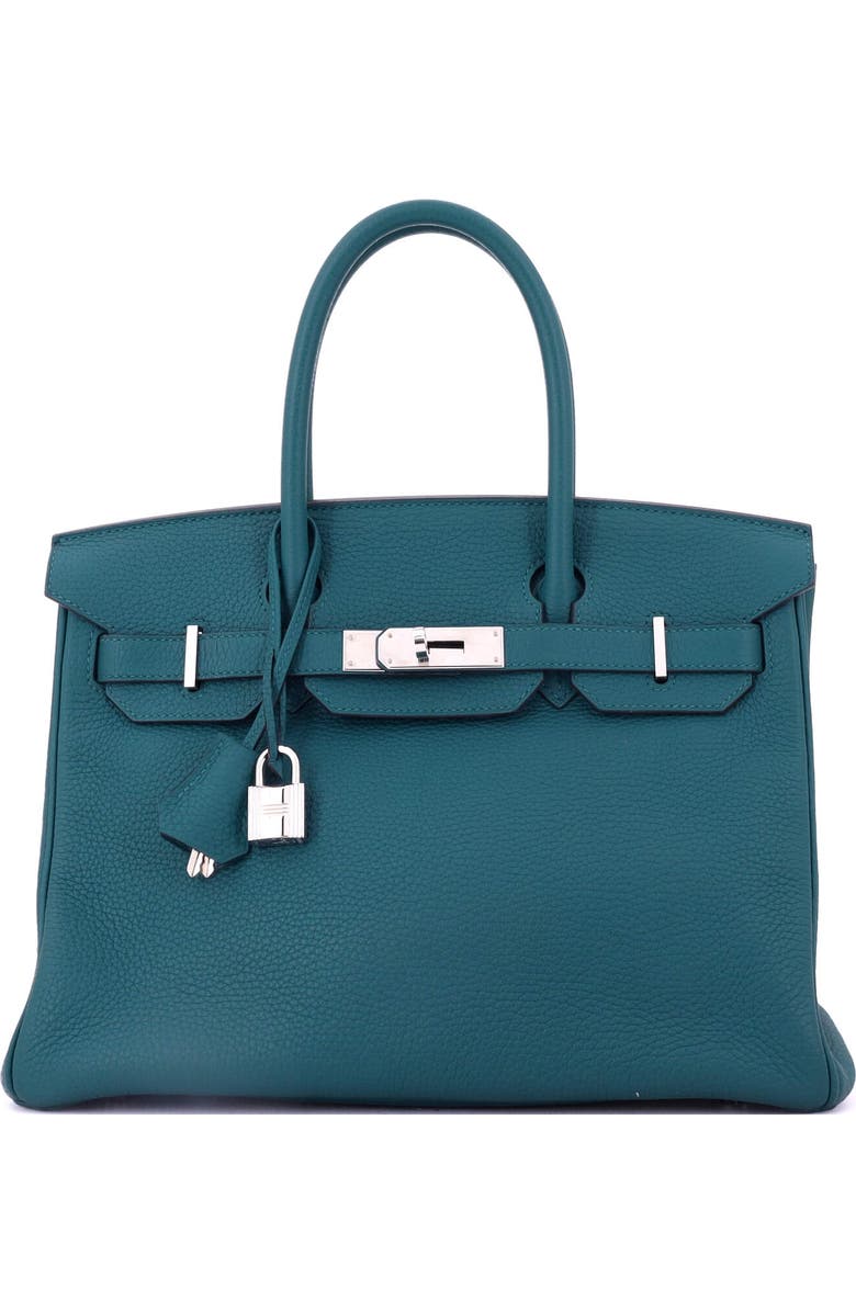 Pre-Owned Hermes Birkin Handbag Green Togo with Palladium Hardware 25, Main, color, Vert Bosphore