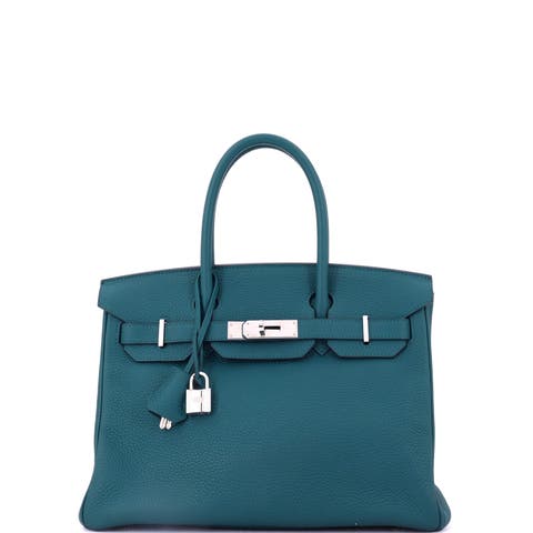 Birkin Handbag Green Togo with Palladium Hardware 25