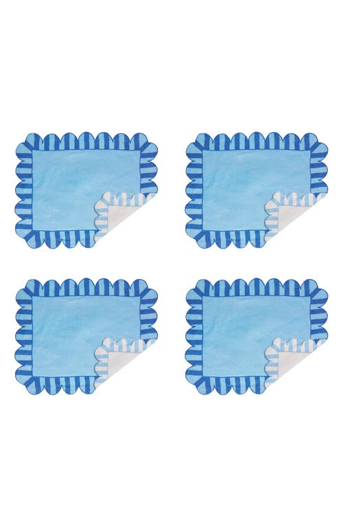 Misette Set-of-four Jardin Embroidered Linen Placemats In Blue