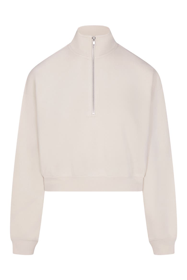 Drapey French Terry Half Zip Pullover, Alternate, color, BUFF