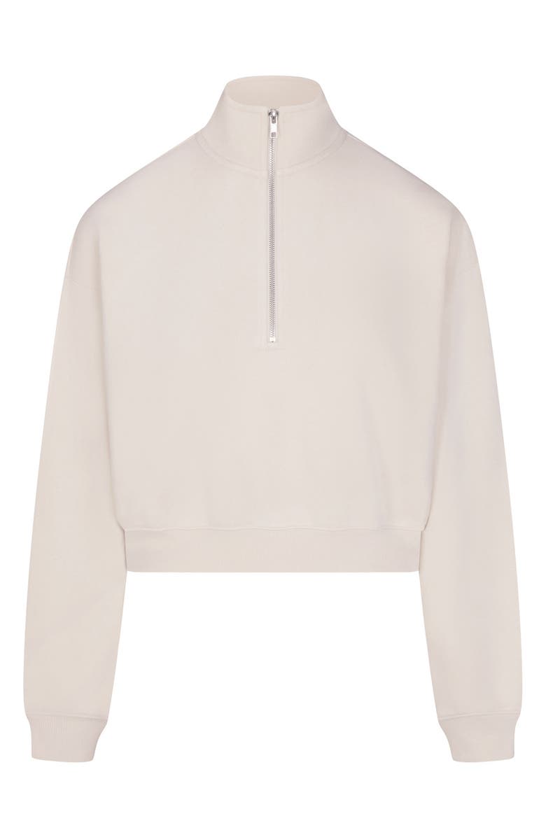 SKIMS Drapey French Terry Half Zip Pullover, Alternate, color, Buff