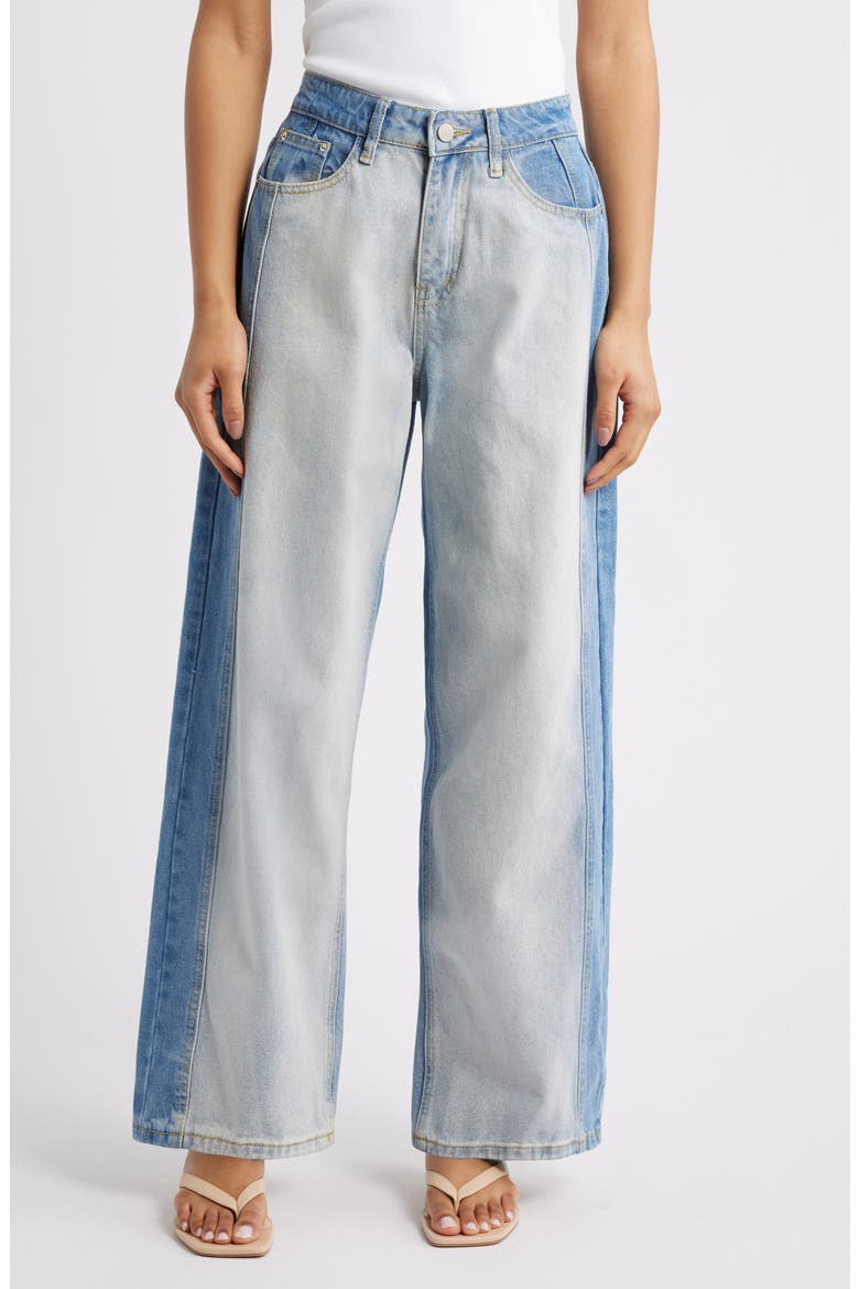 Yuri High Waist Wide Leg Jeans, Main, color, TWO TONE BLUE