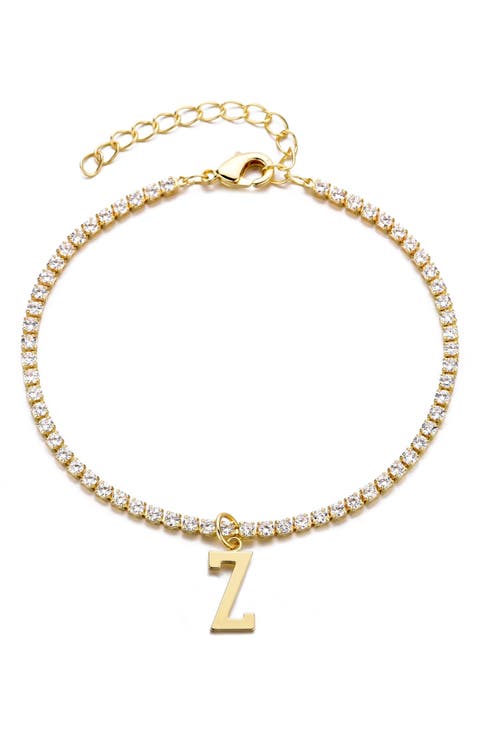 Initial Charm Tennis Bracelet
