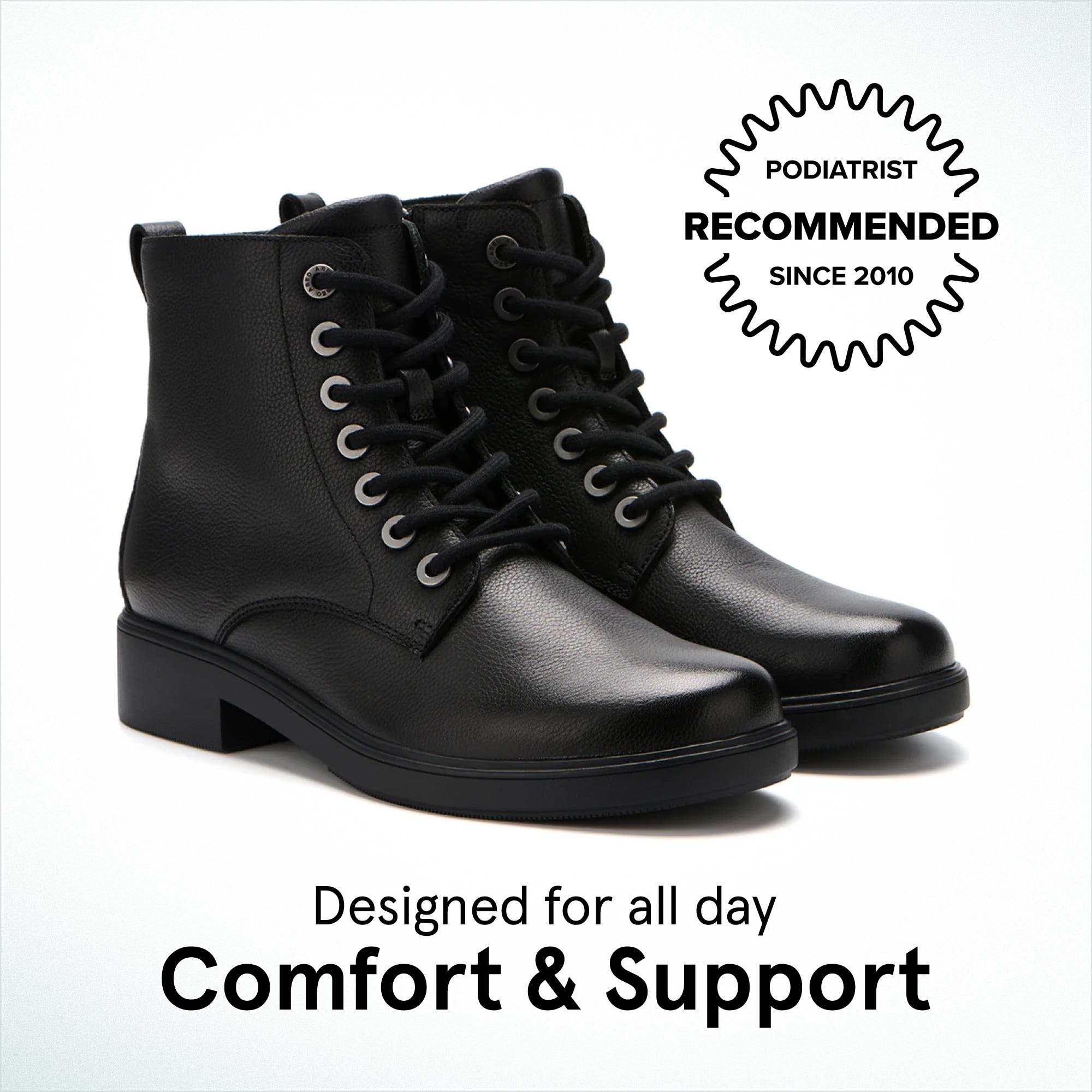 Compass Lace Boots, Alternate, color, Black Leather