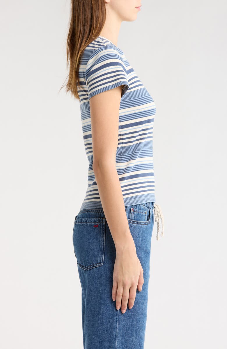 Marine Layer Lexi Rib Stripe Sun-In Crewneck T-Shirt, Alternate, color, Blue Multi Stripe