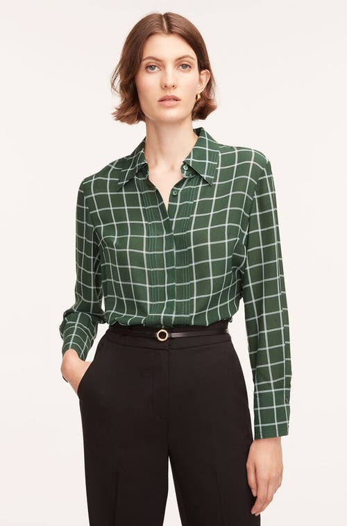 REBECCA TAYLOR REBECCA TAYLOR WINDOWPANE SILK PLEATED BLOUSE