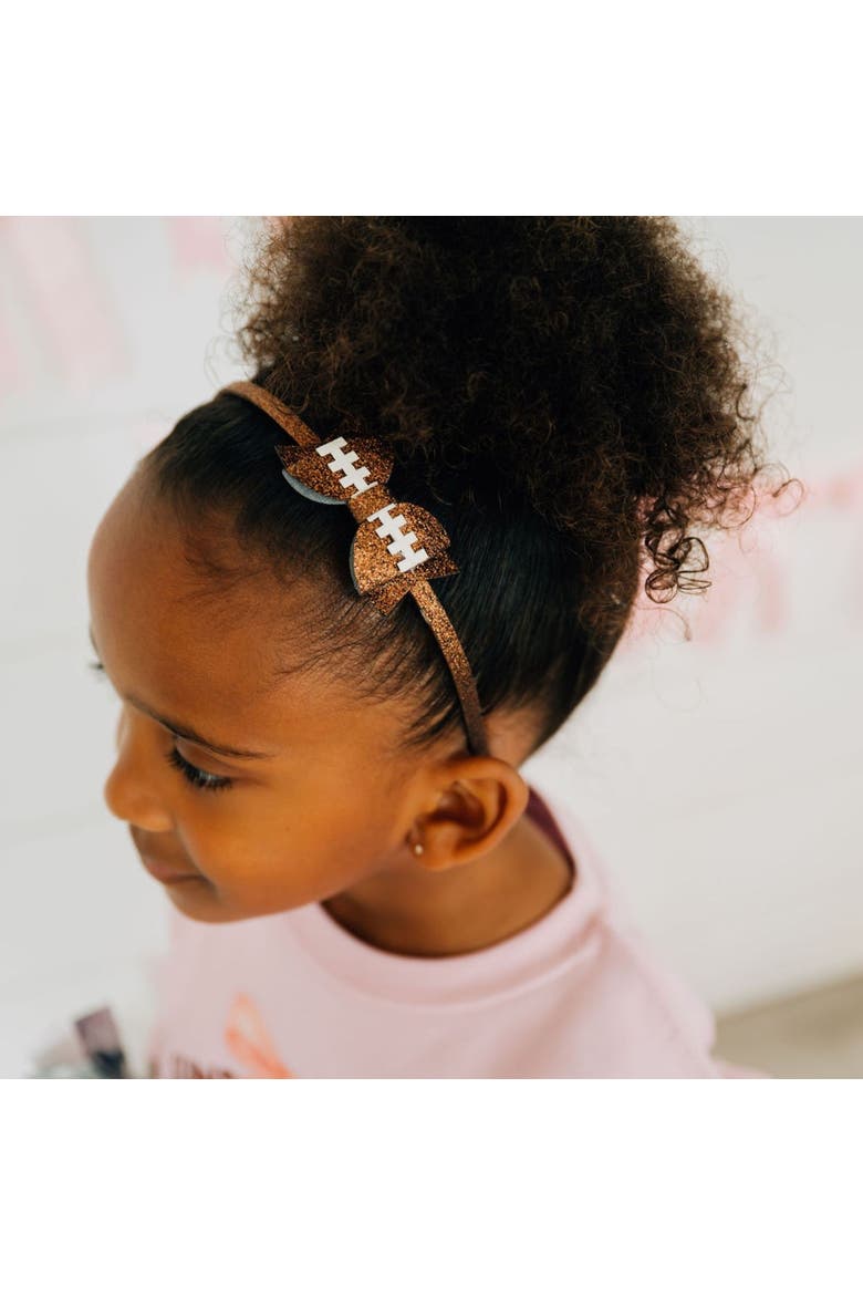 Game Day Glitter Bow Headband, Alternate, color, Brown
