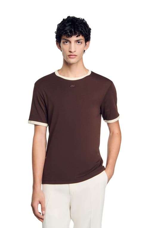 Sandro Cotton Logo T-shirt In Moka.