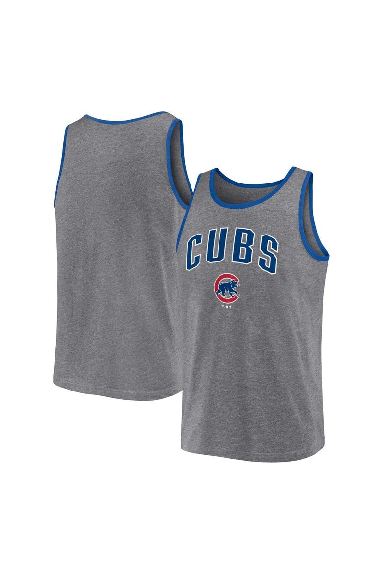 Men's Fanatics Branded  Heather Gray Chicago Cubs Primary Tank Top, Main, color, Heather Gray