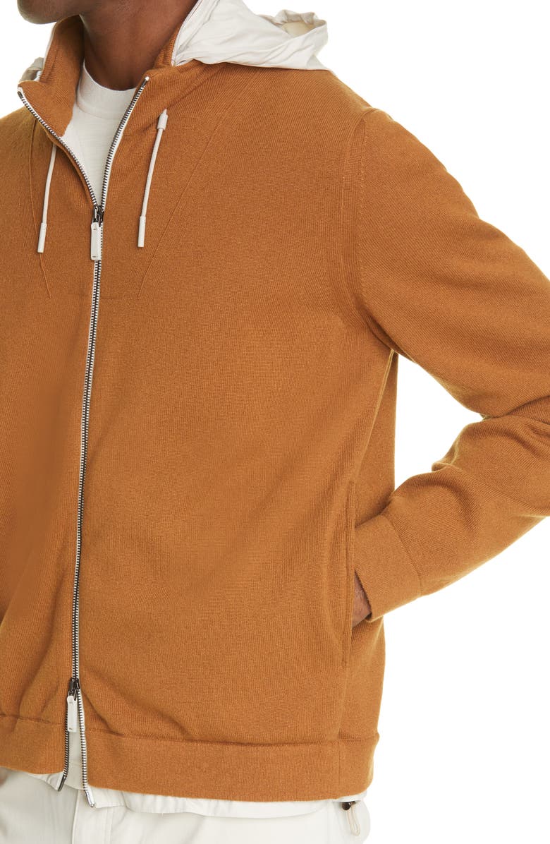 ZEGNA Cashmere Zip Front Hooded Cardigan, Alternate, color,