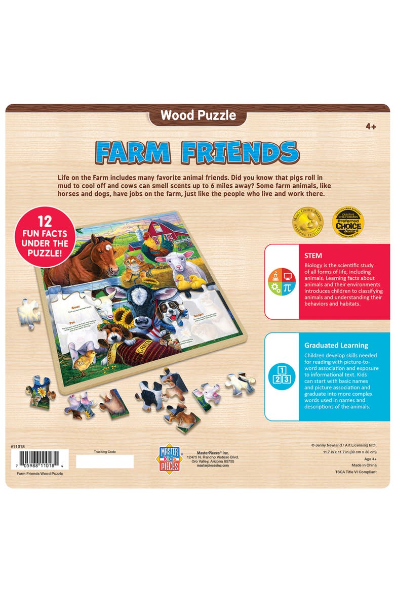 Farm Friends 48 Piece Wood Jigsaw Puzzle, Alternate, color, Multicolor