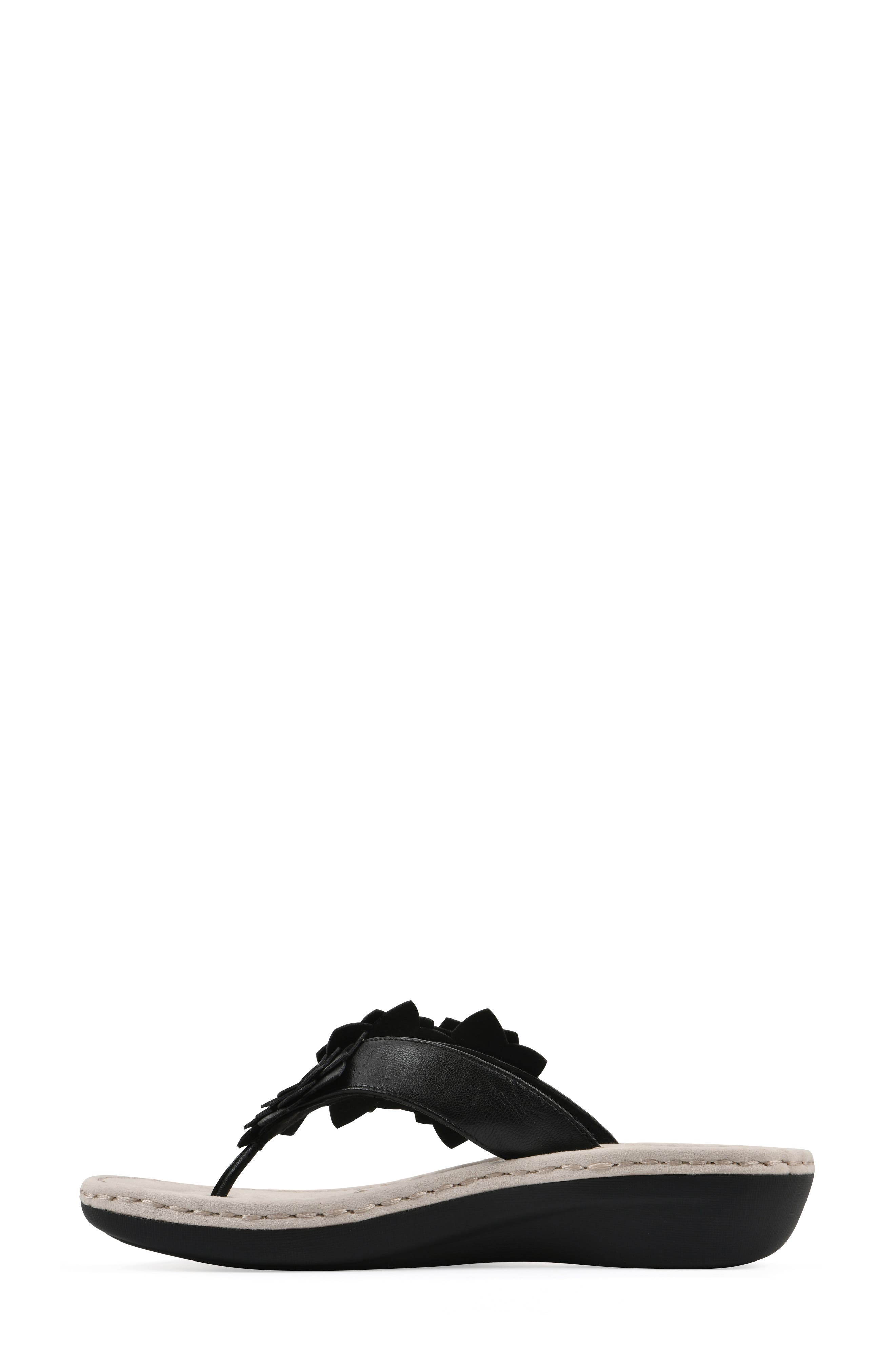 CLIFFS BY WHITE MOUNTAIN Content Wedge Sandal - Wide Width Available, Alternate, color, Black Smooth