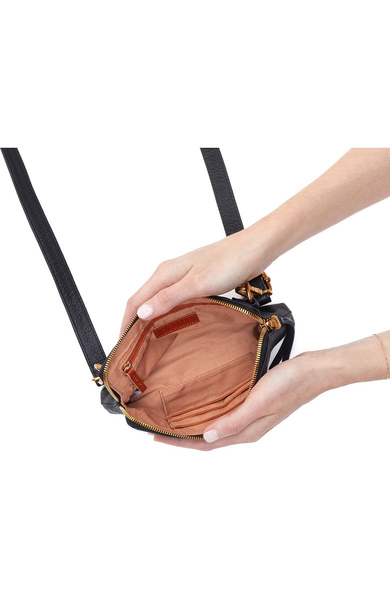 HOBO Slim Fern Leather Belt Bag, Alternate, color, Black