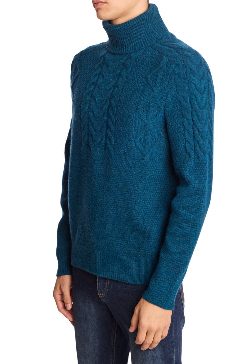 Cable Stitch Turtleneck Sweater, Alternate, color, BLUE WHISPER