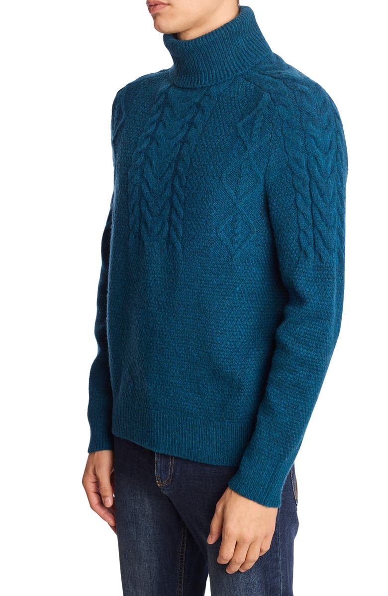 PAISLEY & GRAY Cable Stitch Turtleneck Sweater, Alternate, color, Blue Whisper