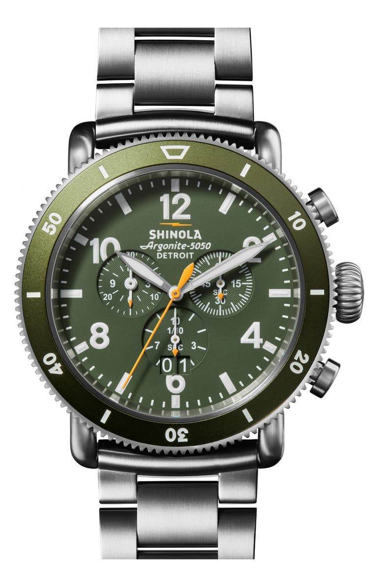 Shinola Runwell Sport Bracelet Chronograph Watch Gift Set, 48mm, Main, color,