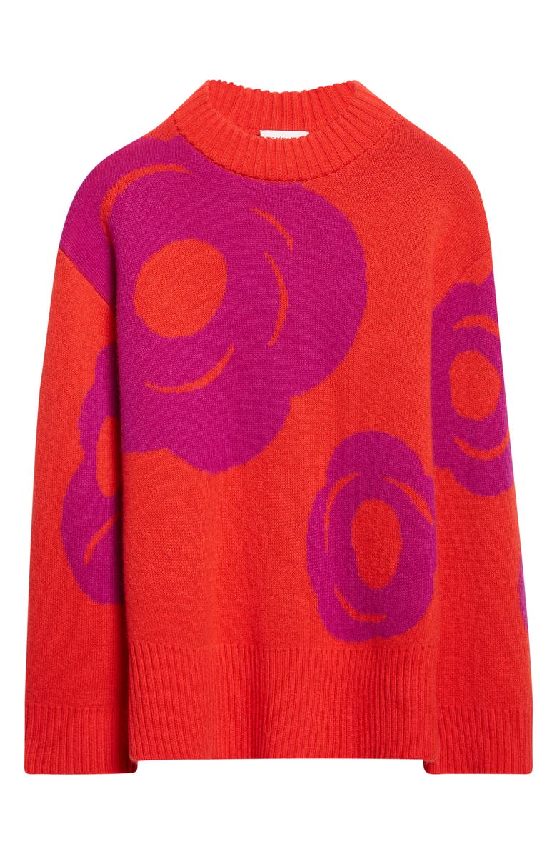 Marimekko Kartakteri Tumma Floral Jacquard Merino Wool & Mohair Blend Sweater, Alternate, color, Red, Purple