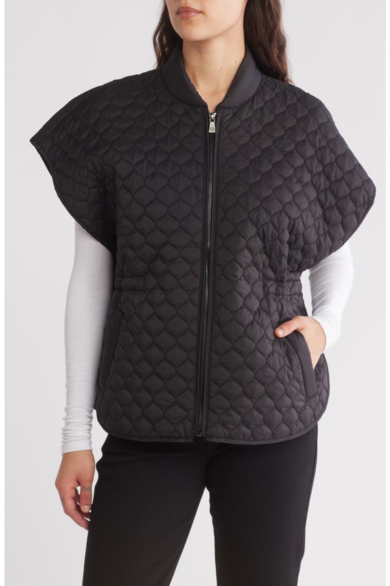 Quilted Capelet Jacket, Main, color, BLACK