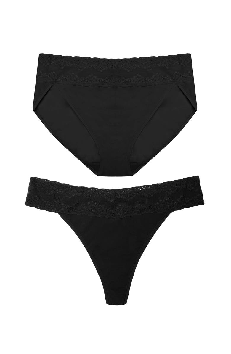Natori Bliss Perfection One Size Thong and French Cut 2-Pack, Main, color, Black