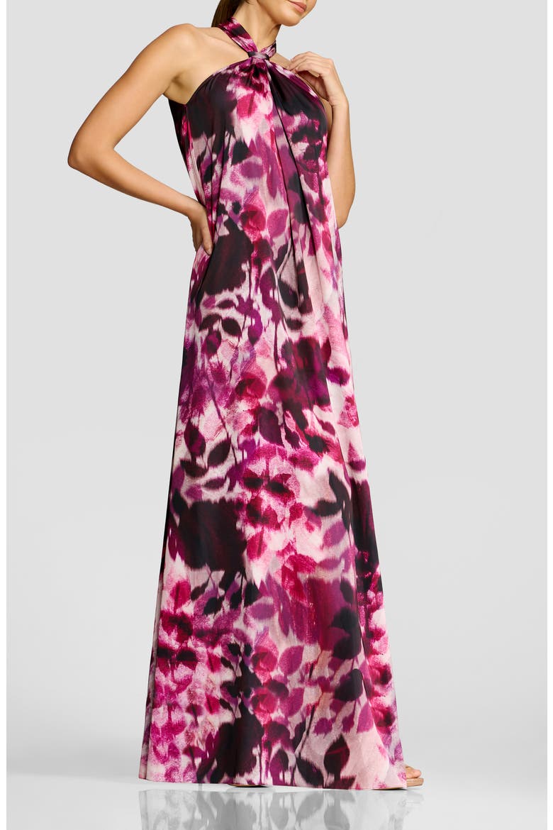 Maven Halter Maxi Gown, Alternate, color, DARK MAGENTA MULTI