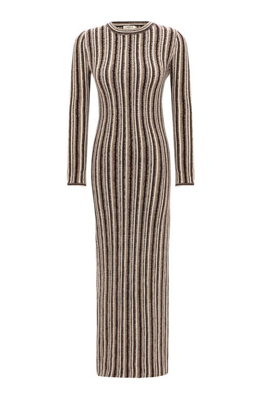 Labeca London Juniper Backless Striped Wool Maxi Dress In Multi