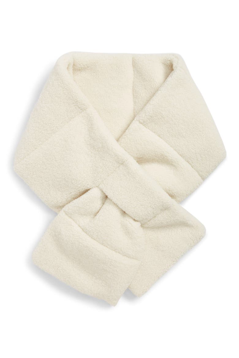 Faux Shearling Puffer Scarf, Main, color, IVORY