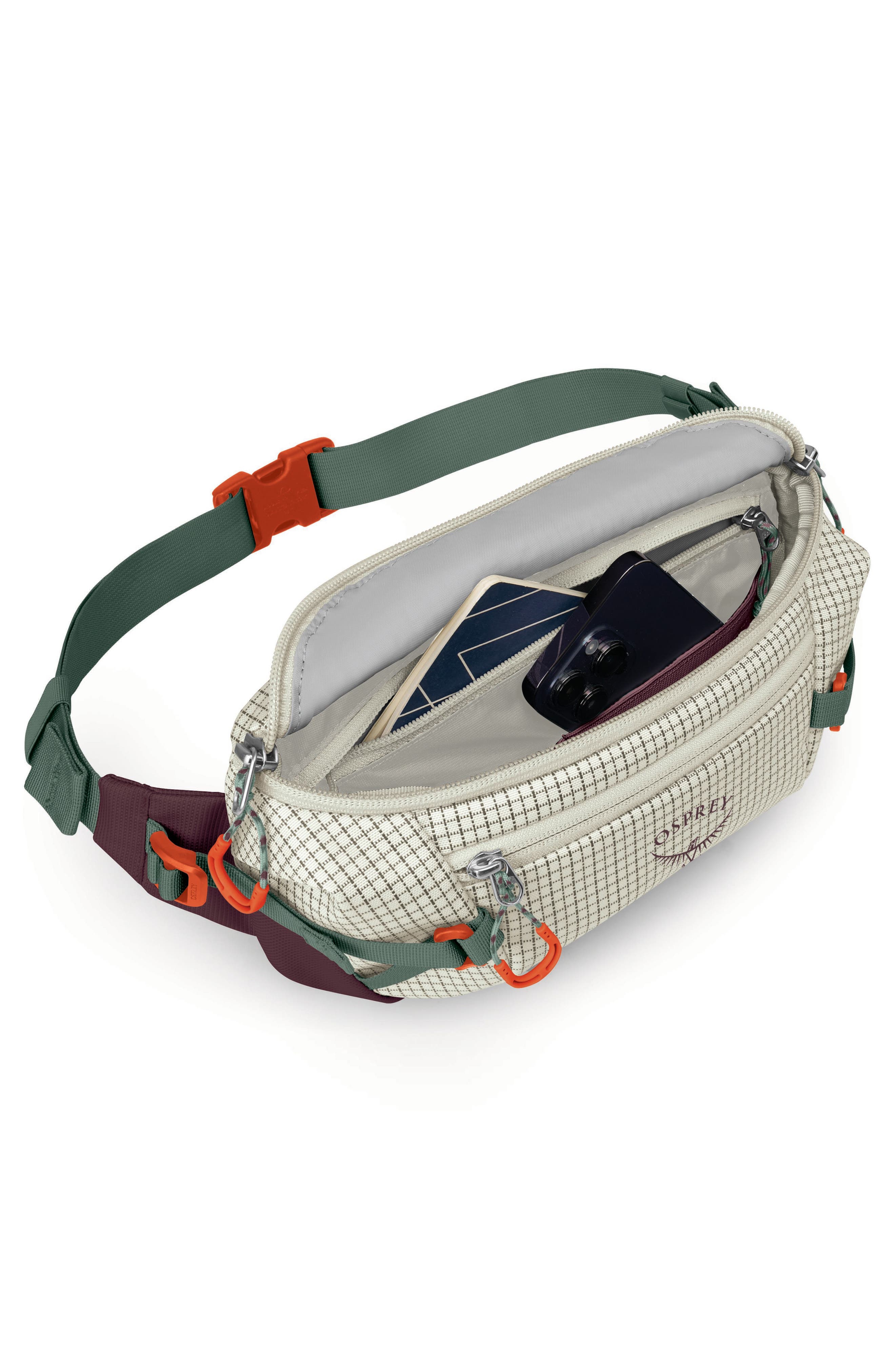 Osprey Transporter 3-Liter Waist Pack, Alternate, color, Mystery White/ Moody Burgundy