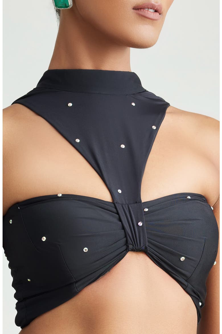 Genna Sequin Cutout Crop Top, Alternate, color, BLACK