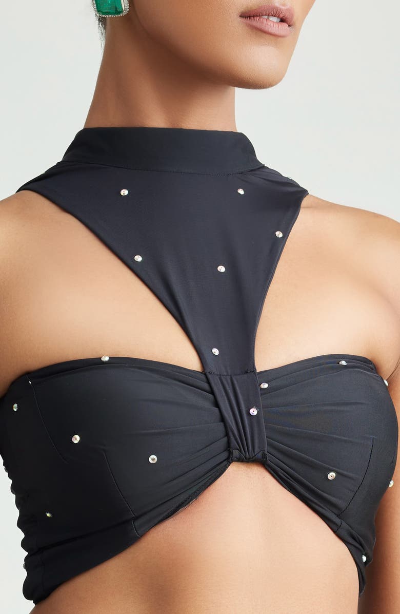 holiCHIC Genna Sequin Cutout Crop Top, Alternate, color, Black