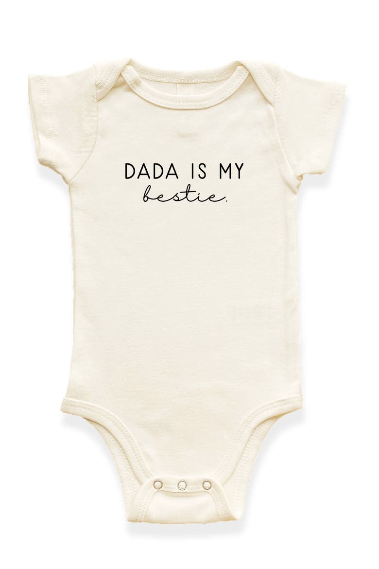 Dada is my Bestie Organic Baby Bodysuit, Main, color, Natural Black Lettering