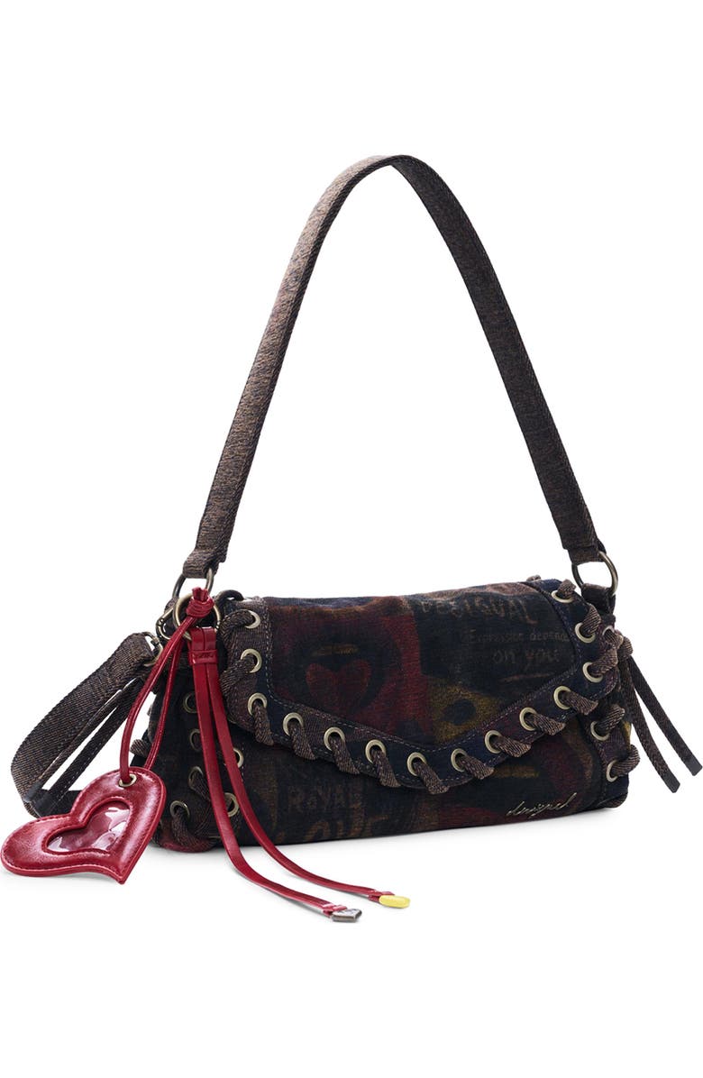 Desigual Graffiti Lips Denim Crossbody, Alternate, color,