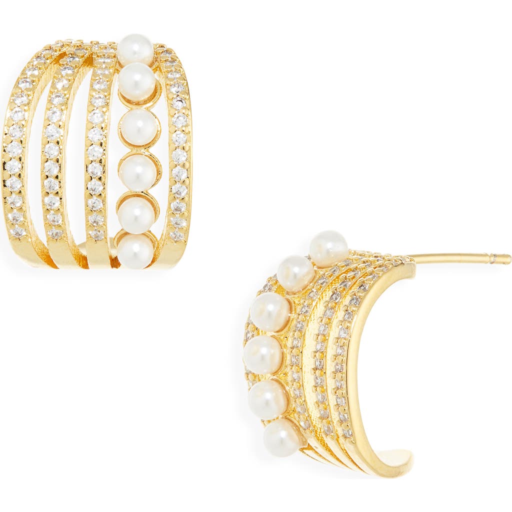 Nordstrom Demi Fine Faux Pearl & Pavé Earrings In Gold