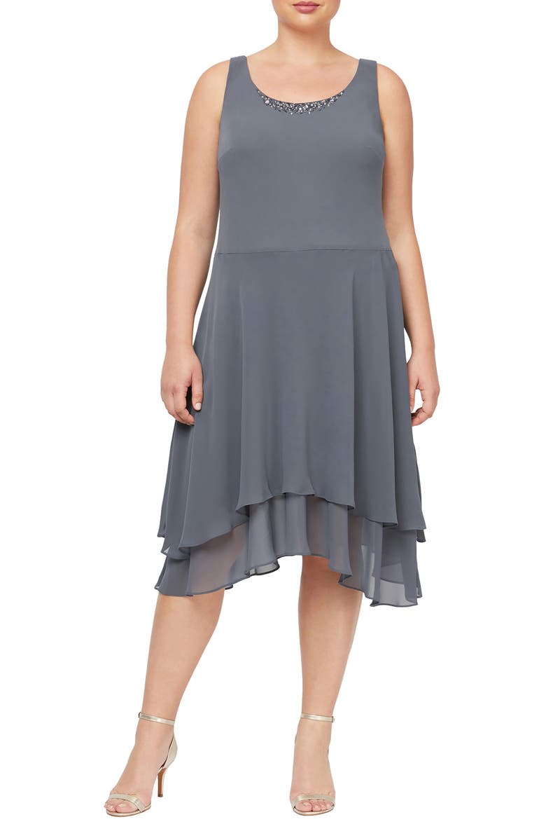 SL FASHIONS Sequin Beaded Dress & Jacket Set, Alternate, color, Ste