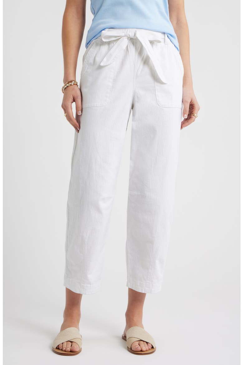 Tie Waist Tapered Leg Utility Pants, Main, color, WHITE