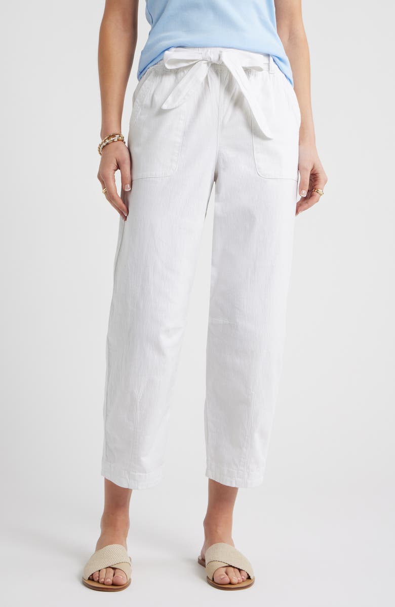 Caslon<sup>®</sup> Tie Waist Tapered Leg Utility Pants, Main, color, White