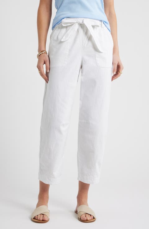 Tie Waist Tapered Leg Utility Pants
