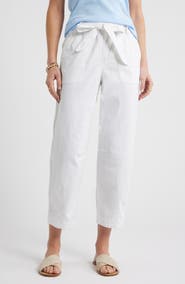 Caslon® Tie Waist Tapered Leg Utility Pants