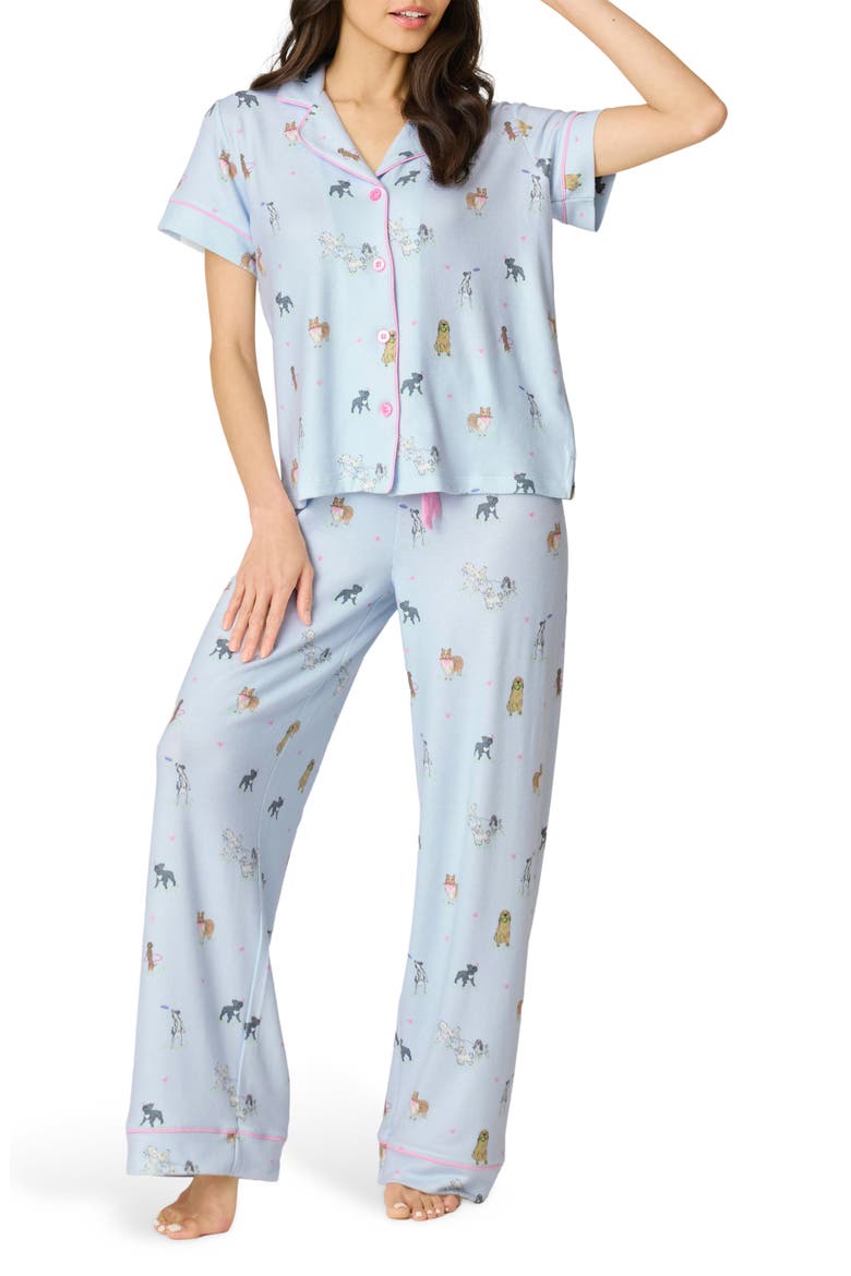Bark Park Jersey Pajamas, Main, color, BLUE ICE