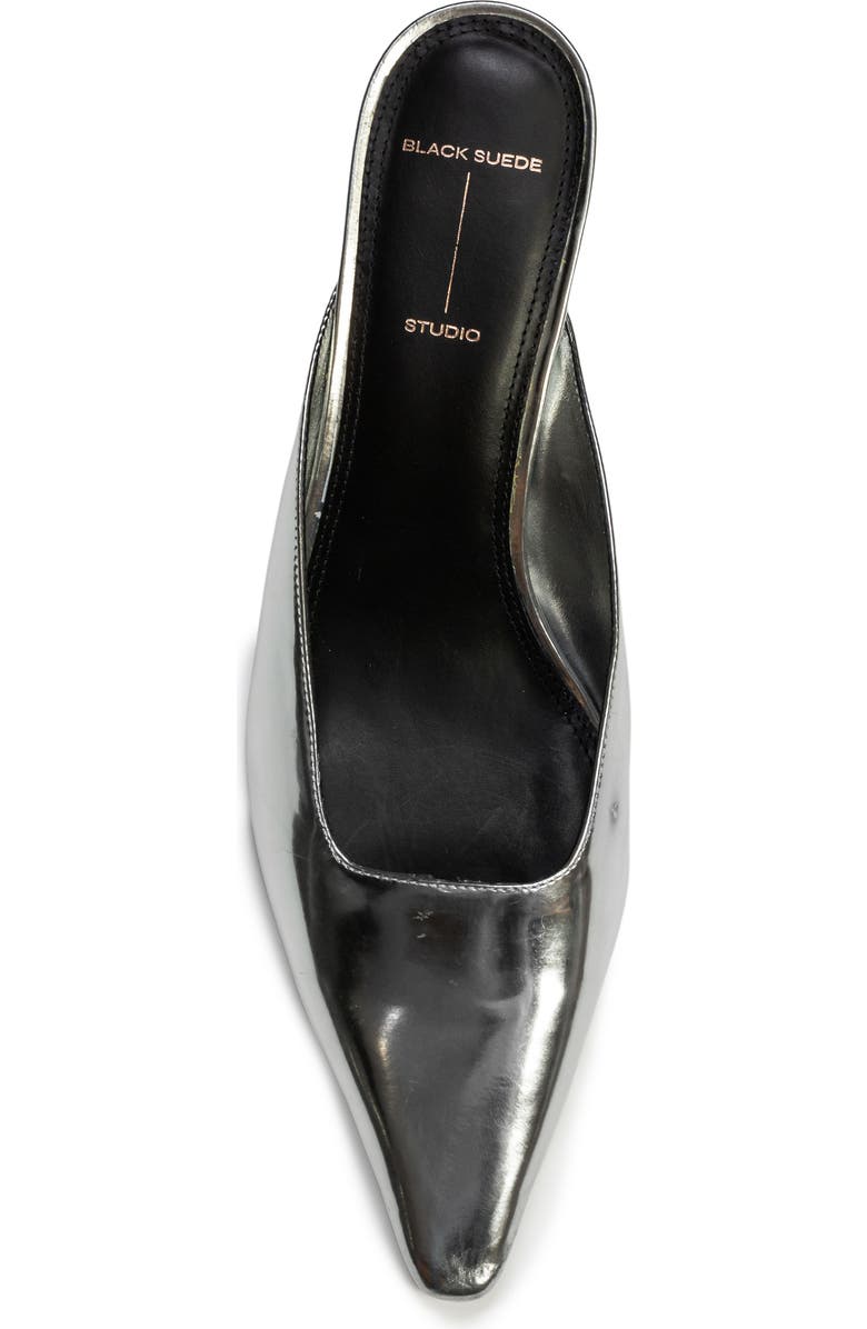 BLACK SUEDE STUDIO Logan Kitten Heel Mule, Alternate, color, Silver