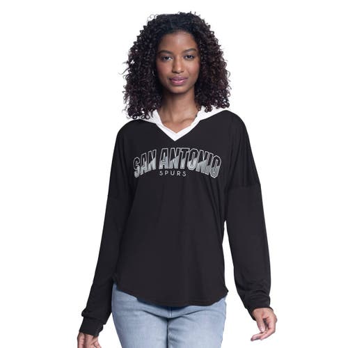 G-iii 4her By Carl Banks Black San Antonio Spurs Bench Player Oversized Long Sleeve Hooded Top In Black