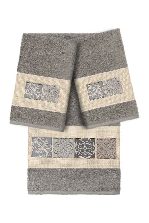 Vivian 3-Piece Embellished Towel - Dark Gray