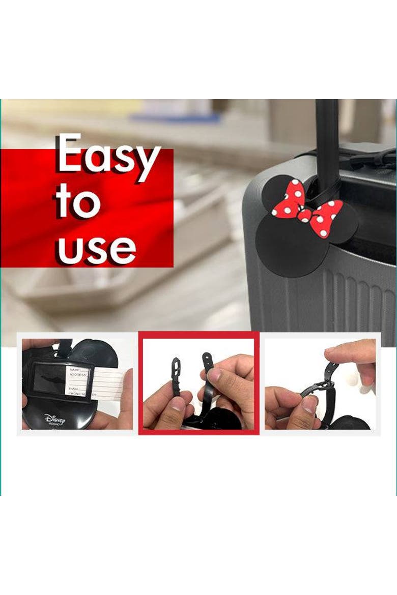 Cute Luggage Tags, Set of 4, Alternate, color, Black, red