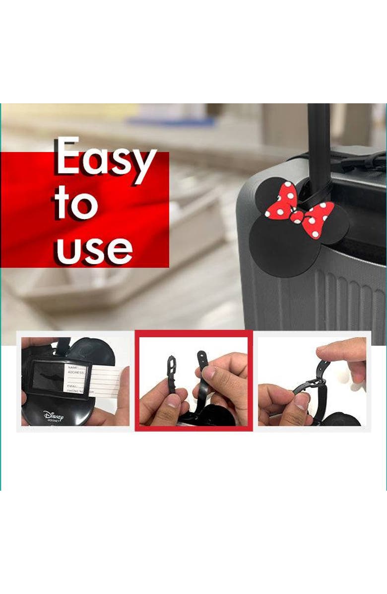 Disney Cute Luggage Tags, Set of 4, Alternate, color, Black, Red